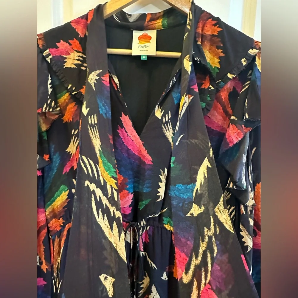 FARM Rio Black Multi-Color Printed Tiered Maxi Dress - Picture 3 of 14
